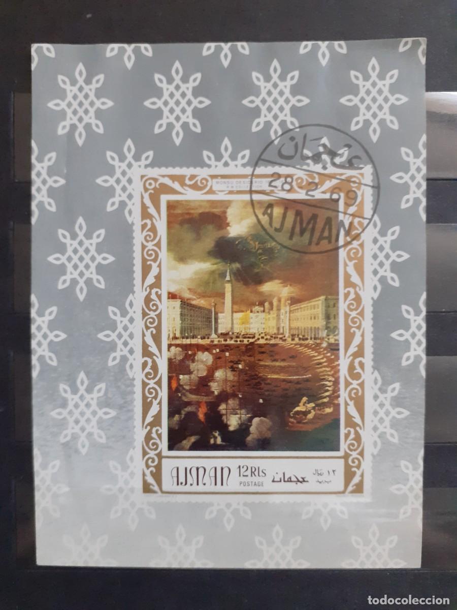 Sellos: AJMAN Bloque n&deg; 112B&deg; Pintura italiana. Obra de Monsu Desiderio