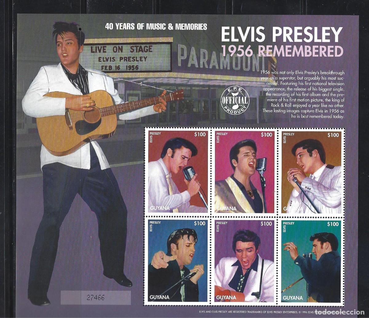 Sellos: SELLOS TEMA CINE. GUYANA 1996 N 4114/19 ELVIS PRESLEY MINIHOJA