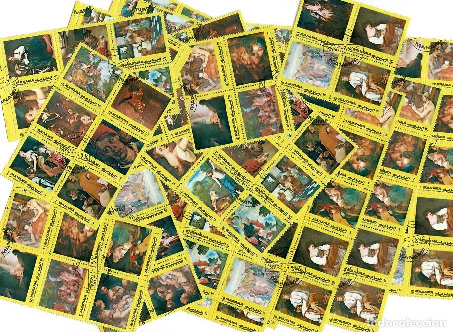 Selos: 175 Sellos en bloques - Pinturas famosas / Manama 1972 / Ideal reventa