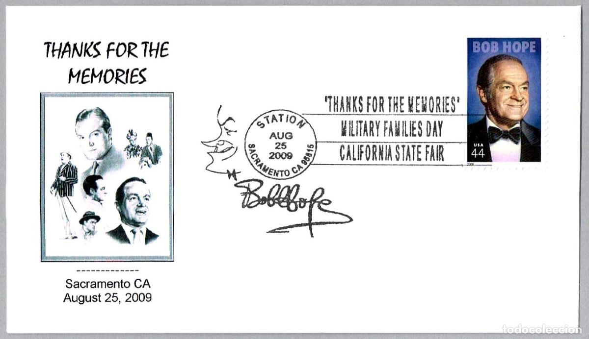 Sellos: Matasellos CINE - BOB HOPE - THANKS FOR THE MEMORIES. Sacramento CA, Estados Unidos, 2009
