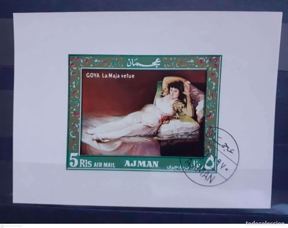 Sellos: AJMAN Bloque n&deg; 119&deg; s/d &rdquo;La maja vestida&rdquo; de Goya