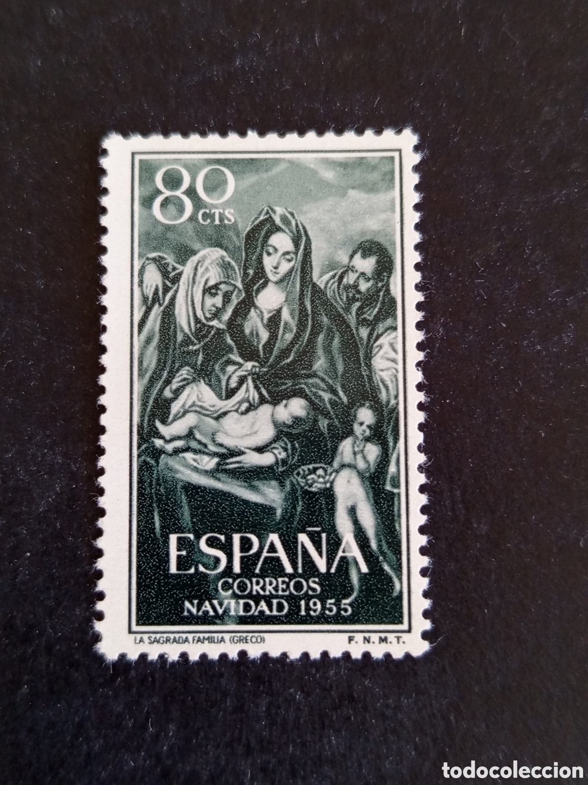 Sellos: Espa&ntilde;a, 1955. Navidad. La Sagrada Familia ( El Greco). Sin circular. Pedido m&iacute;nimo 3 &euro;. Ver fotos.