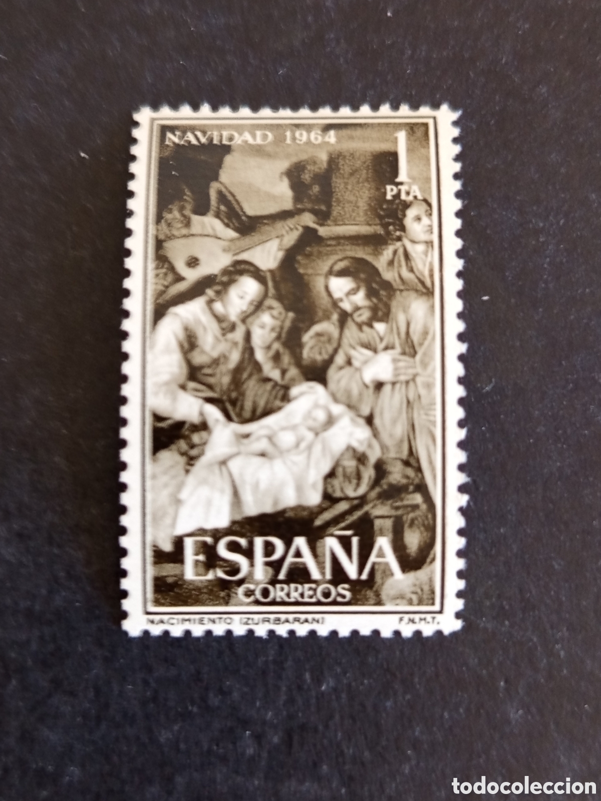 Sellos: Espa&ntilde;a, 1964. Navidad. Nacimiento de Zurbar&aacute;n. Sin circular. Ed. 1630. Pedido m&iacute;nimo 3 &euro;. Ver fotos.