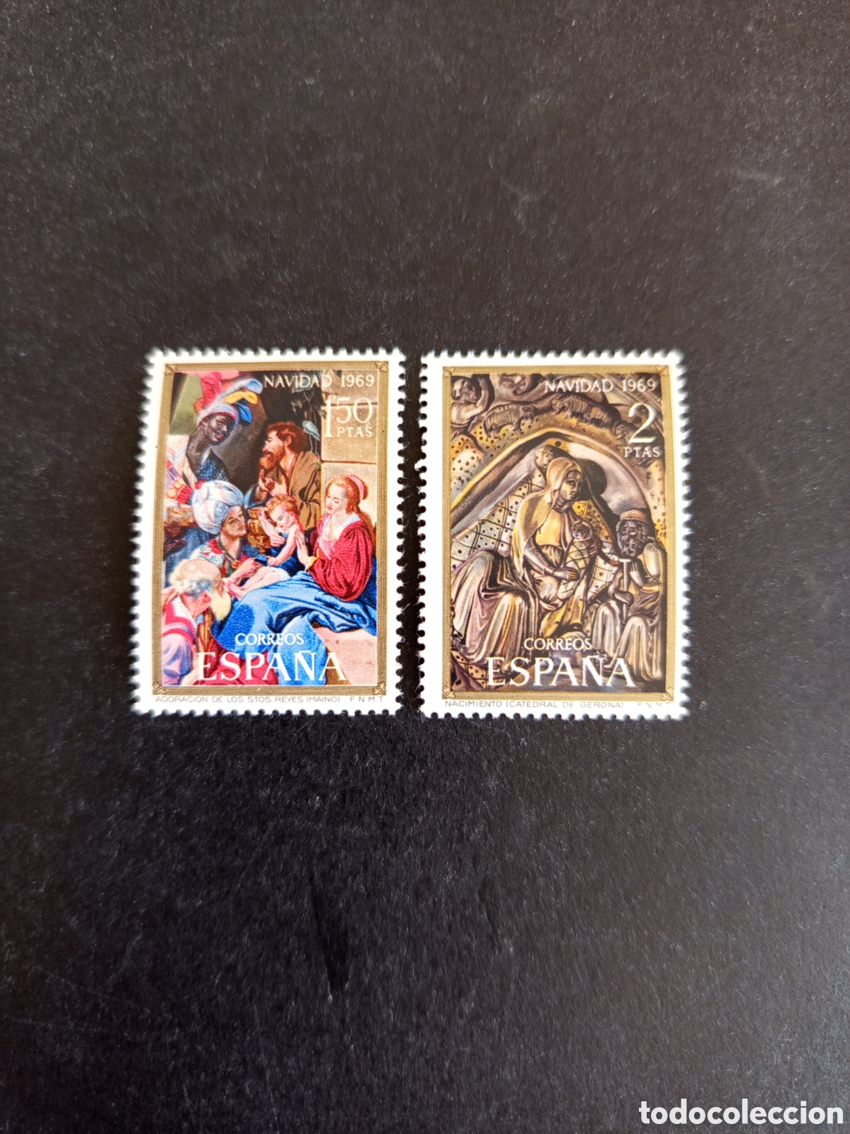 Sellos: Espa&ntilde;a, 1969. Navidad. Adoraci&oacute;n de los Magos y Natividad del Se&ntilde;or. Sin circular. Ed. 1944/5.