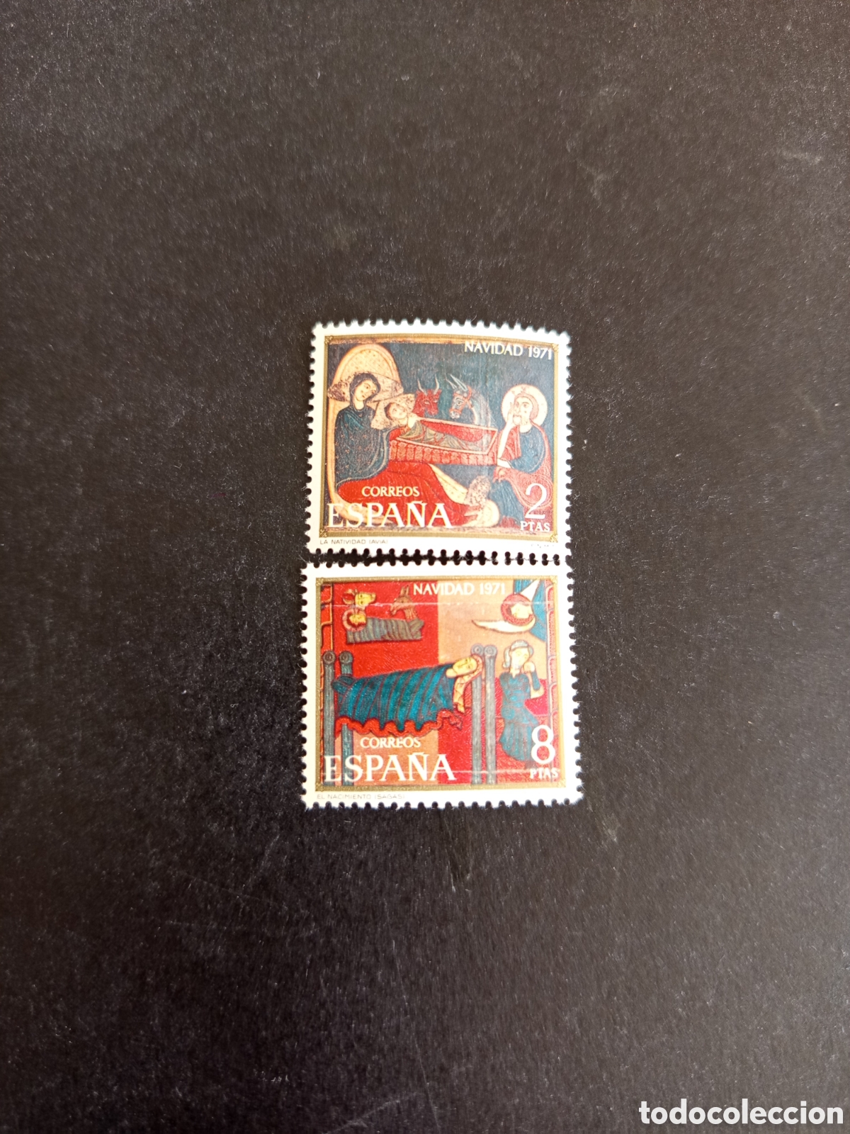 Sellos: Espa&ntilde;a, 1971. Navidad. Altares de Avi&aacute; y de S. Andreu de Sagars. Sin circular. Ed. 2061/2.