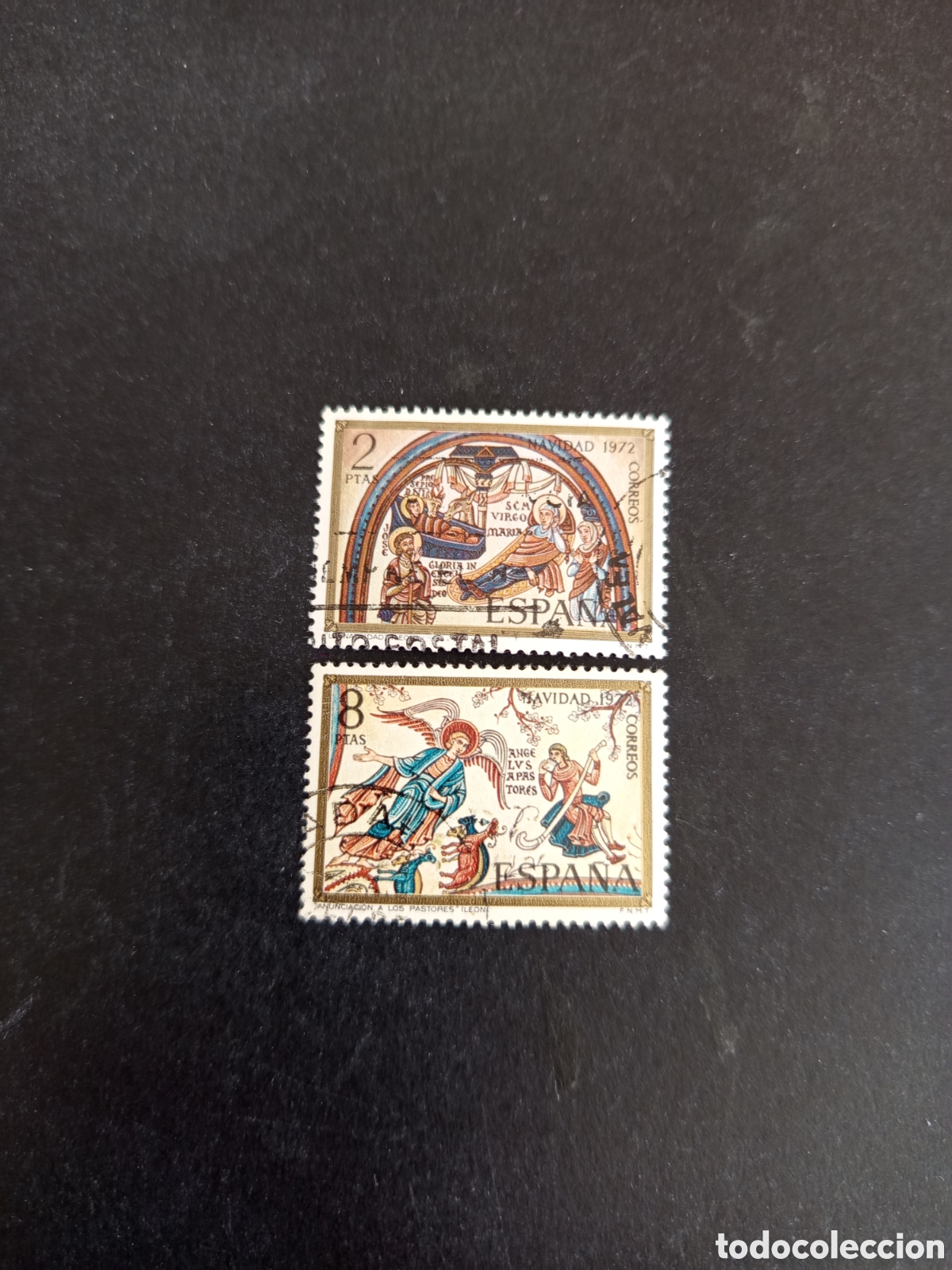 Sellos: Espa&ntilde;a, 1972. Navidad. Pinturas Bas&iacute;lica S. Isidoro de Le&oacute;n. Usados. Ed. 2115/6. Pedido m&iacute;nimo 3 &euro;.