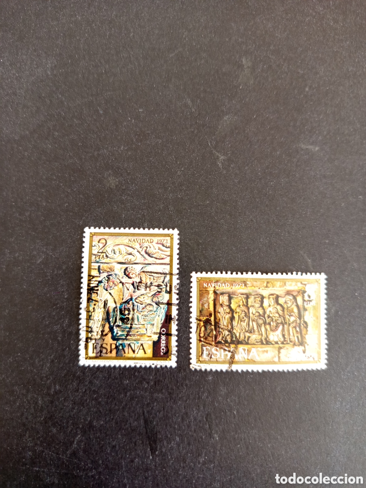 Sellos: Espa&ntilde;a, 1973. Navidad. Capiteles, Silos y Butrera. Usados. Ed. 2162/3. Pedido m&iacute;nimo 3 &euro;. Ver fotos.