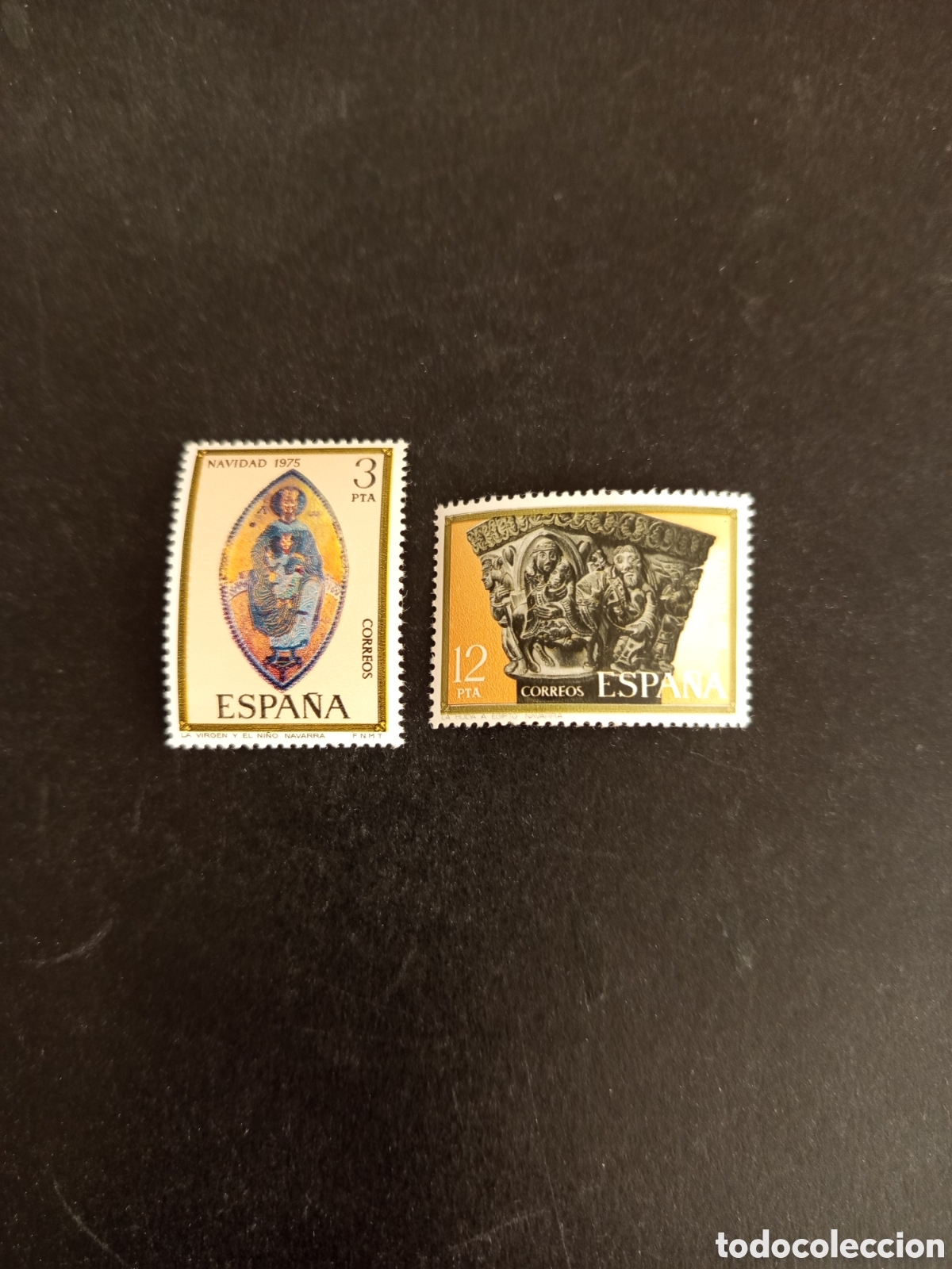Sellos: Espa&ntilde;a, 1974. Navidad. La Virgen y El Ni&ntilde;o; La Hu&iacute;da a Egipto. Sin circular. Ed. 2300/1