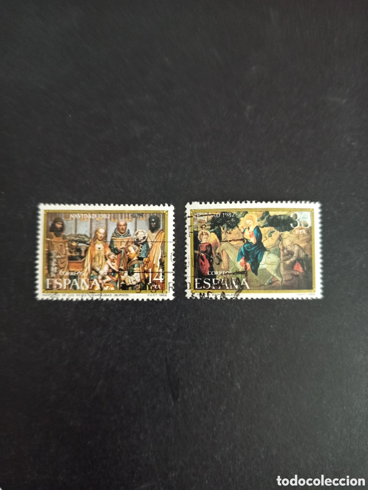 Sellos: Espa&ntilde;a, 1982. Navidad. Adoraci&oacute;n de los Reyes y La Hu&iacute;da a Egipto.Usados.Ed. 2681/2.Pedido m&iacute;nimo3&euro;