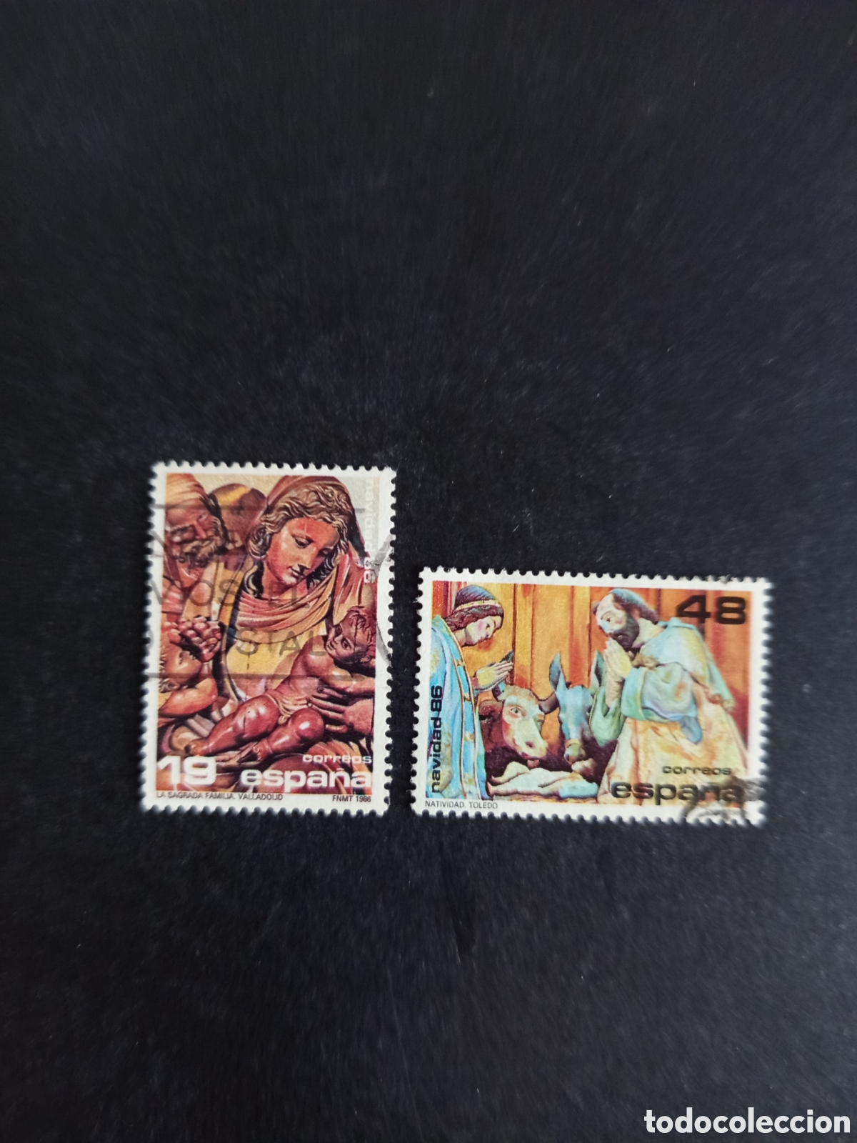 Sellos: Espa&ntilde;a, 1986. Navidad. La Sagrada Familia y La Natividad.Usados. Ed. 2867/8. Pedido m&iacute;nimo 3 &euro;.