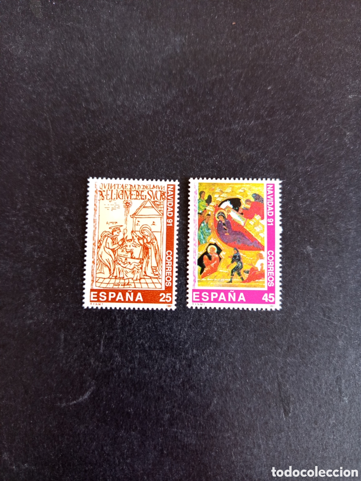 Sellos: Espa&ntilde;a, 1991. Navidad. La Natividad y Nacimiento de Cristo.Nuevos. Ed. 3142/3. Pedido m&iacute;nimo 3 &euro;.