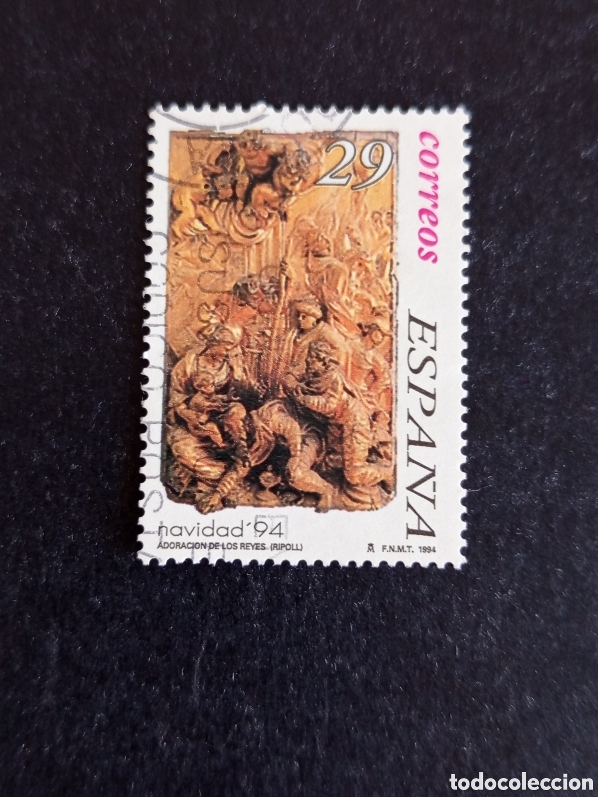 Sellos: Espa&ntilde;a, 1994. Navidad. Adoraci&oacute;n de los Reyes Magos, retablo. Usado. Ed. 3335. Pedido m&iacute;nimo 3 &euro;.