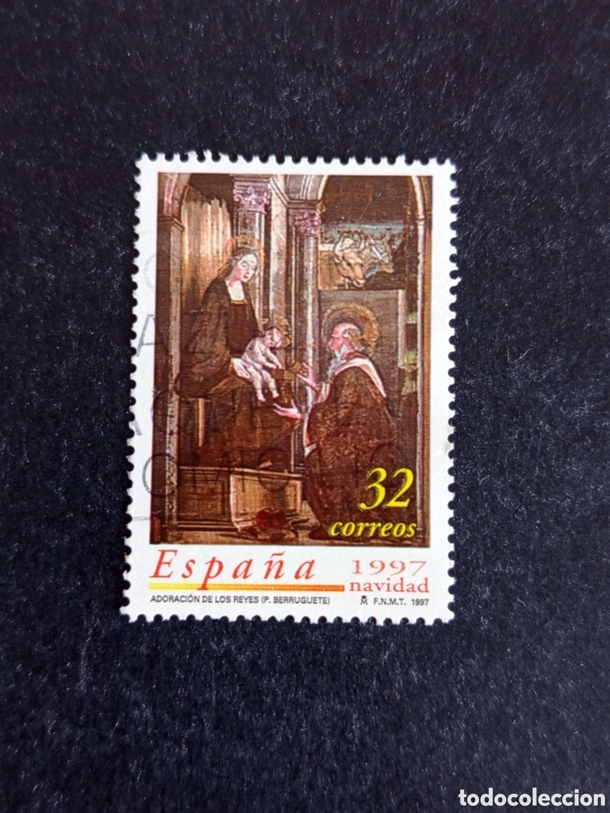 Sellos: Espa&ntilde;a, 1997. Navidad. La Adoraci&oacute;n de los Reyes de P. Berruguete. Usado. Ed. 3519. Pedido m&iacute;nimo 3&euro;