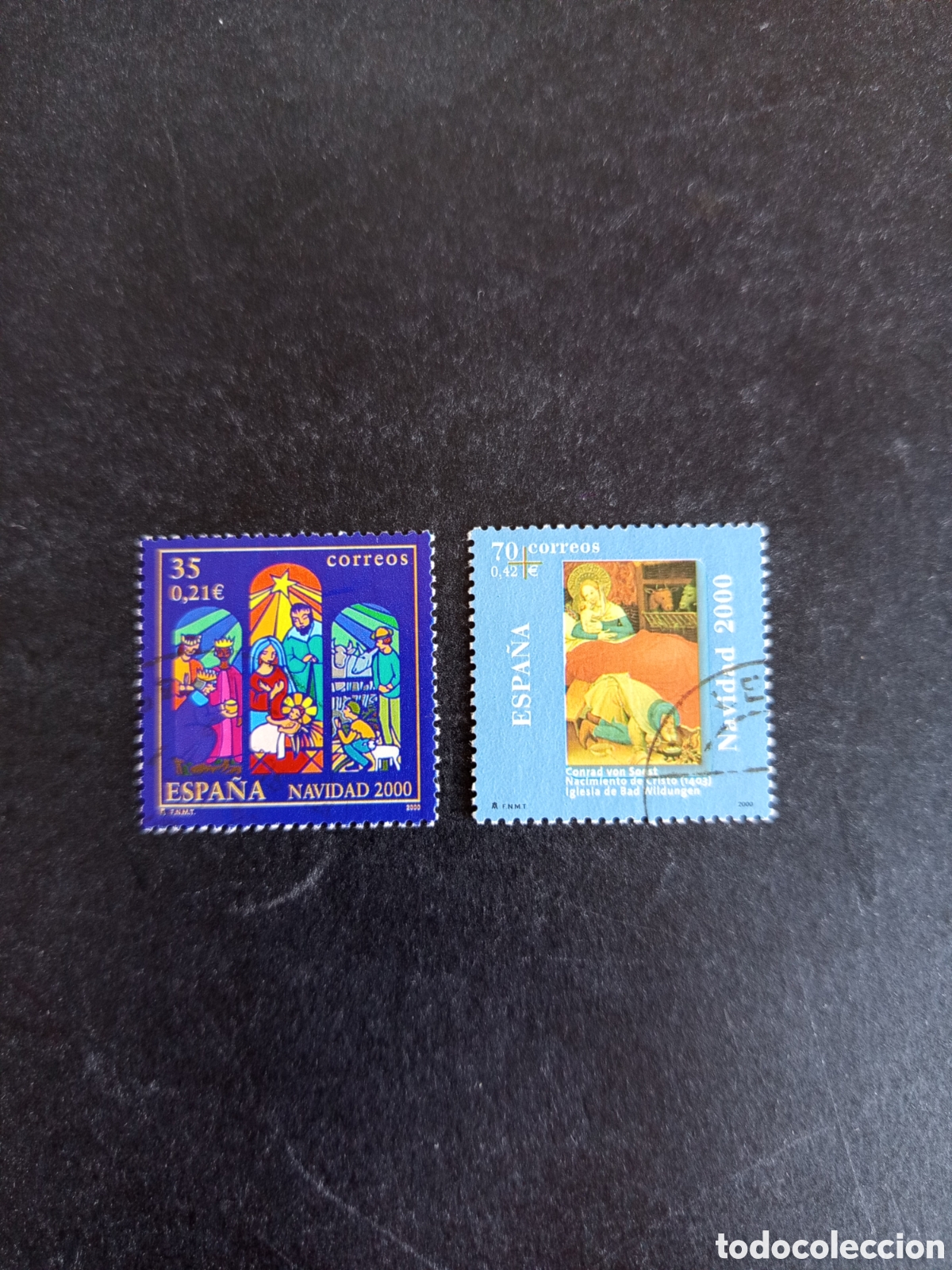 Sellos: Espa&ntilde;a, 2000. Navidad. Bel&eacute;n y El Nacimiento de Cristo.Usados. Ed. 3769/70. Pedido m&iacute;nimo 3 &euro;.