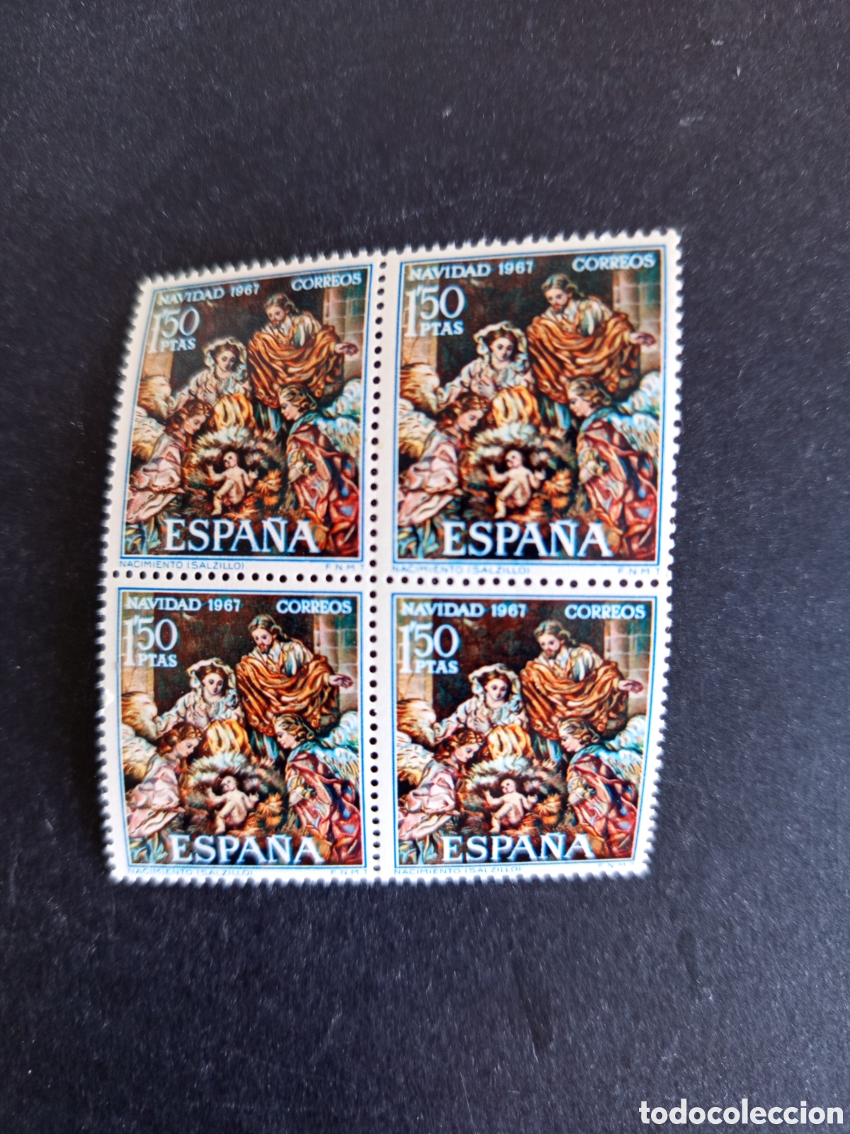 Sellos: Espa&ntilde;a, 1967. Navidad. Nacimiento de Salzillo. Nuevo, bloque de 4. Ed. 1838. Pedido m&iacute;nimo 3 &euro;.