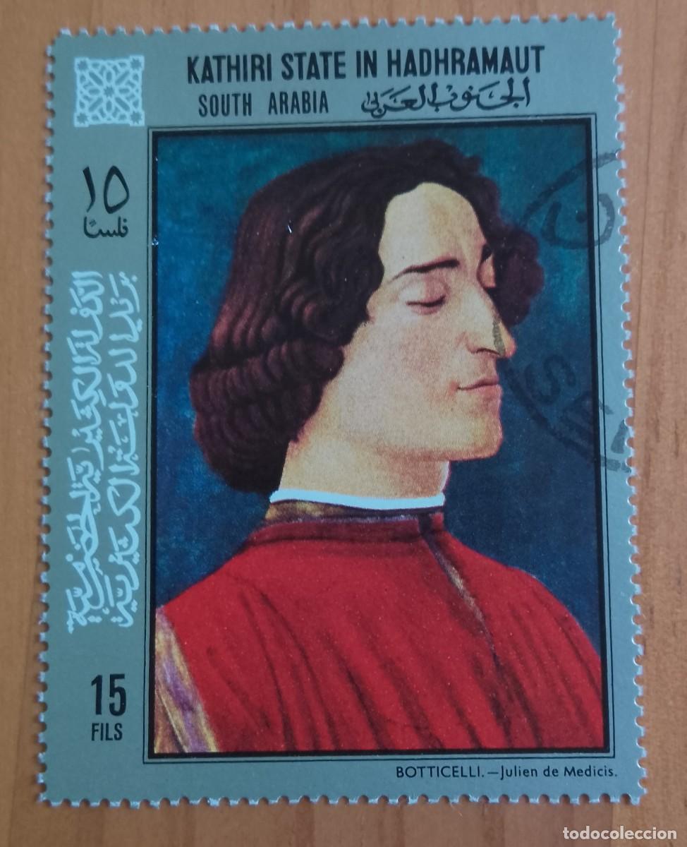 Sellos: SOUTH ARABIA - V/F 15 FILS - BOTTICELLI: JULIEN DE MEDICIS - VER DESCRIPCI&Oacute;N
