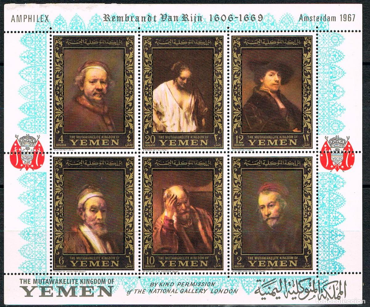 Sellos: Yemen, reino, IVERT HOJA BLOQUE N&ordm; 39, CUADROIS DE REMBRANDT, NUEVA **
