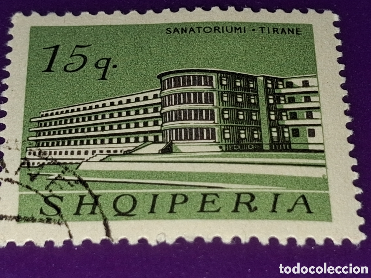 Timbres: Sello (1/10v) Albania mtdo 1965. Edificios. Arquitectura. Arte. Sanatorio. Sanidad. Salud mental.