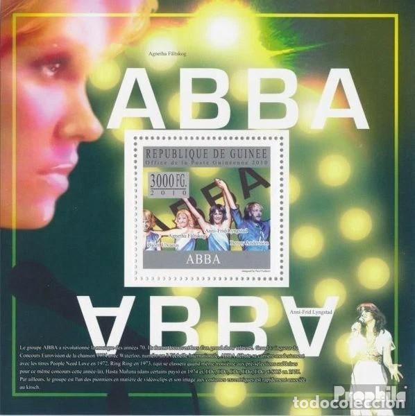 Sellos: Guinea 2010 HB Ivert 1090 *** M&uacute;sica - ABBA Grupo de M&uacute;sica POP Sueco