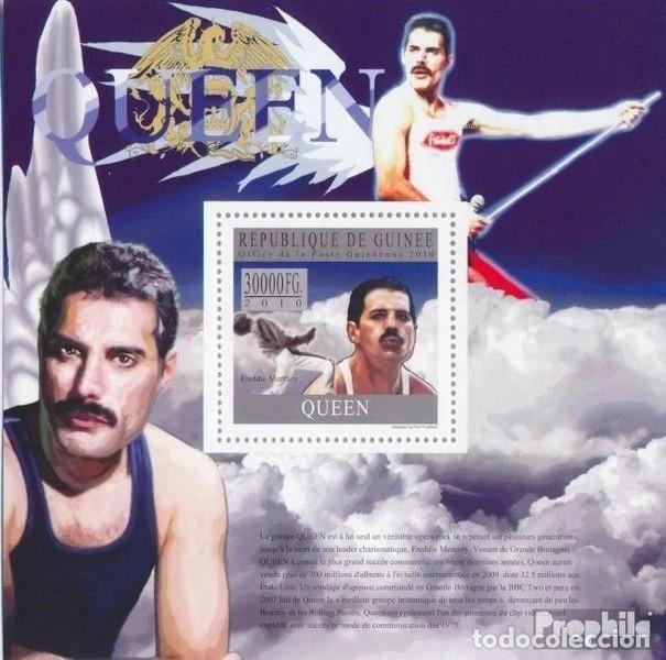 Sellos: Guinea 2010 HB Ivert 1091 *** M&uacute;sica - QUEEN Grupo de M&uacute;sica ROCK Brit&aacute;nico