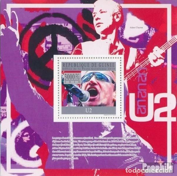 Sellos: Guinea 2010 HB Ivert 1093 *** M&uacute;sica - U2 Grupo de M&uacute;sica ROCK Irlandes