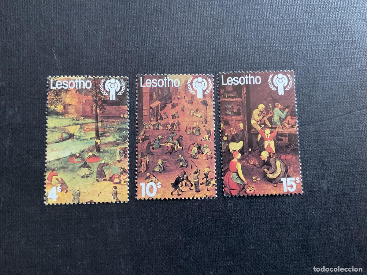 Sellos: LESOTHO N&ordm; YVERT 383/5***A&Ntilde;O 1979. A&Ntilde;O INTERNACIONAL DEL NI&Ntilde;O.PINTURA DE BRUEGHEL, JUEGOS INFANTILES