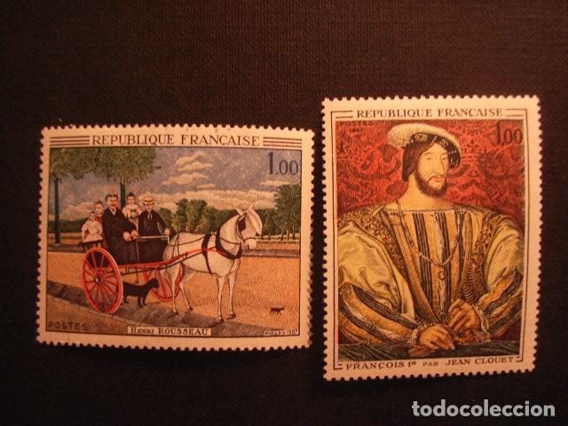Sellos: FRANCIA N&ordm; YVERT 1517/8*** A&Ntilde;O 1967. PINTURA, OBRAS DE ROUSSEAU Y JEAN CLOUET