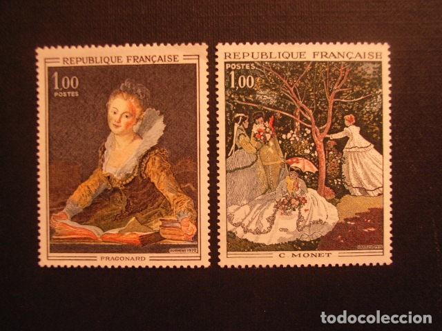 Sellos: FRANCIA N&ordm; YVERT 1702/3*** A&Ntilde;O 1972. PINTURA, OBRAS DE FRAGONARD Y MONET