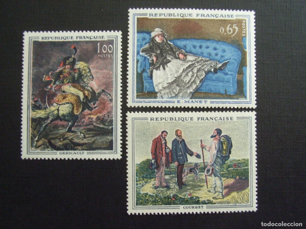 Sellos: FRANCIA N&ordm; YVERT 1363/5*** A&Ntilde;O 1962. PINTURA, OBRAS DE COURBET,MANET Y GERICAULT