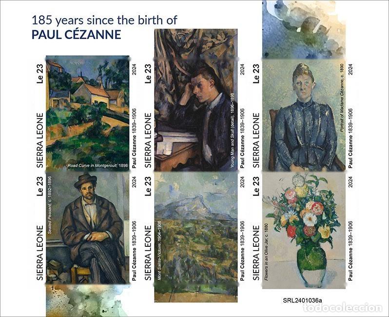 Sellos: Sierra Leona 2024 Mi. 18228-18233 hoja sin dentar Paul C&eacute;zanne pintura