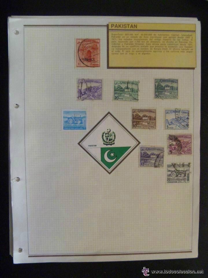 Sellos: LOTE DE 10 SELLOS DE PASKISTAN EN UNA HOJA CON BANDERA DEL PAIS ...