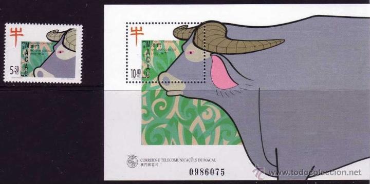 Sellos: Macao. 1997. A&ntilde;o del b&uacute;falo - Foto 1