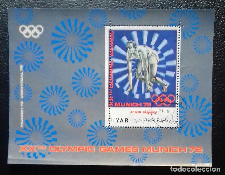 Sellos: Hoja bloque Yemen, Munich72 (error en perforaciones) - Foto 1
