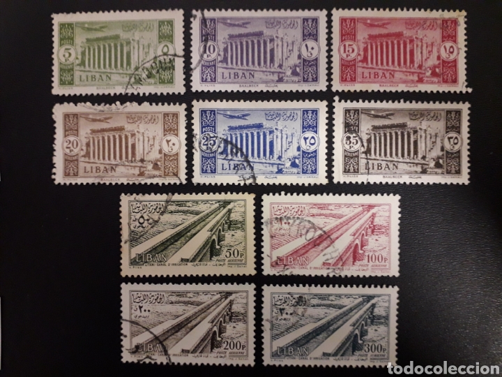Sellos: L&Iacute;BANO. YVERT A-94/103. SERIE COMPLETA USADA. - Foto 1