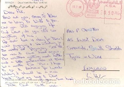 Sellos: Ar&aacute;bia Saudita & Marcofilia, Oryx &Aacute;rabe, Rub al Khali, Riyadh a South Shields 1998 (5777)