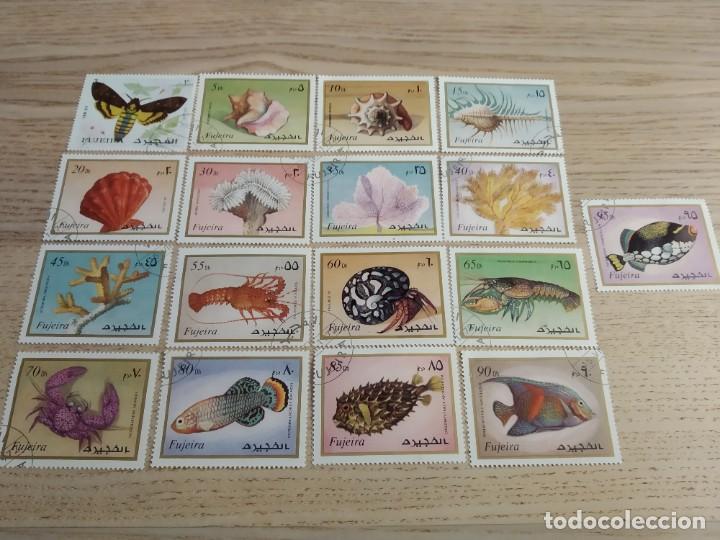 Stamps: 17 sellos FUJEIRA (Emiratos &Aacute;rabes Unidos). De la serie vida marina 1972