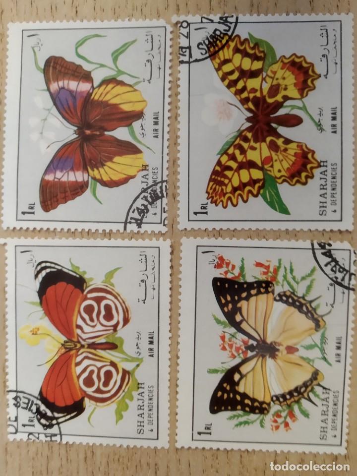 Stamps: 4 sellos SHARJAH (Emiratos Arabes Unidos) 1972. Serie Butterflies