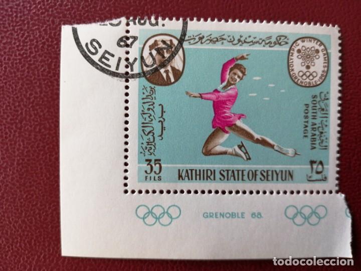 Briefmarken: KATHIRI STATE OF SEIYUN -ARABIA DEL SURVALOR FACIAL 35 FILS-PATINAJE ARTISTICO MUJERES SOBRE HIELO