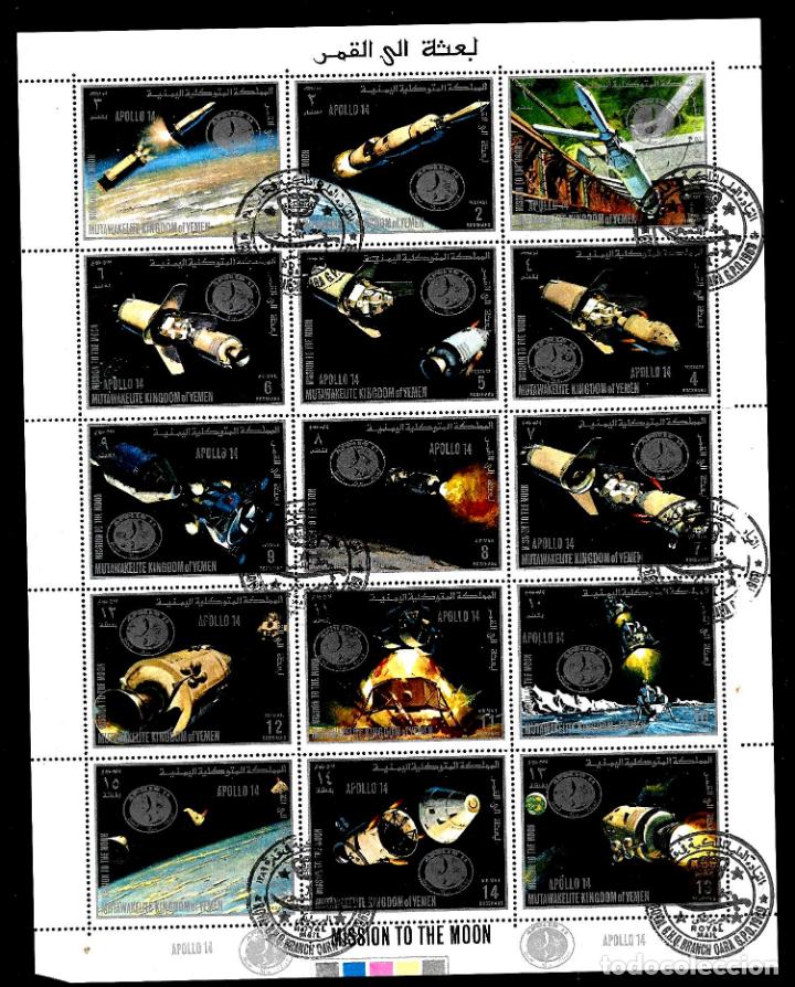 Briefmarken: HOJA 15 SELOS - THE MUTAWAKELITE KINGDOM OF YEMEN -MISSION TO THE MONN - APOLLO 14 - CON MATASELLOS