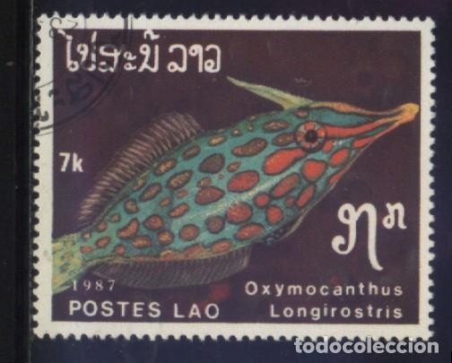 Sellos: S-06175- POSTE LAO. PECES. - Foto 1