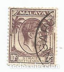 Selos: 2 SELLOS USADOS DE COLONIAS DEL ESTRECHO DE 1937- MALAYA-REY JORGE VI- YVERT 229- VALOR 10 CENTAVOS