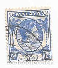 Selos: 2 SELLOS USADOS DE COLONIAS DEL ESTRECHO DE 1938- MALAYA-REY JORGE VI- YVERT 230- VALOR 12 CENTAVOS