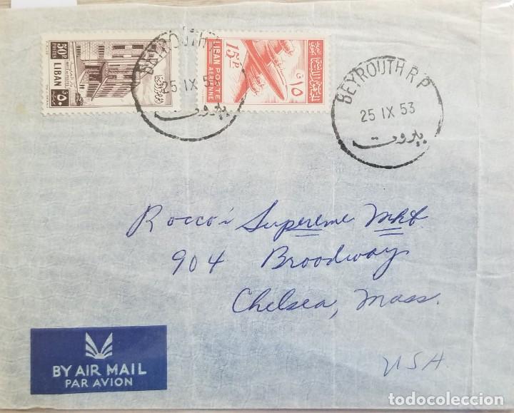 Sellos: O) 1953 L&Iacute;BANO, CONSTELACI&Oacute;N LOCKHEED, EDIFICIO DE ADMINISTRACI&Oacute;N POSTAL, DE BEIRUT A CHELSEA - Foto 1