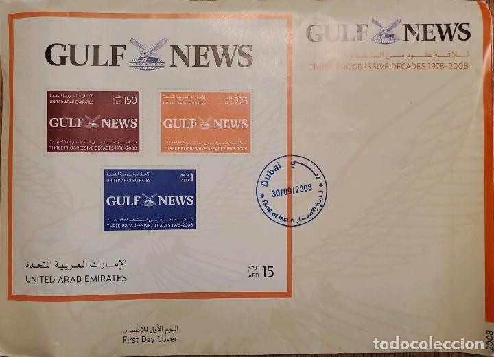 Briefmarken: O) 2010 EMIRATOS &Aacute;RABES UNIDOS, GOLF NEWS, PERI&Oacute;DICO, INFORMACI&Oacute;N PRENSA. TRES D&Eacute;CADAS PROGRESIVAS,