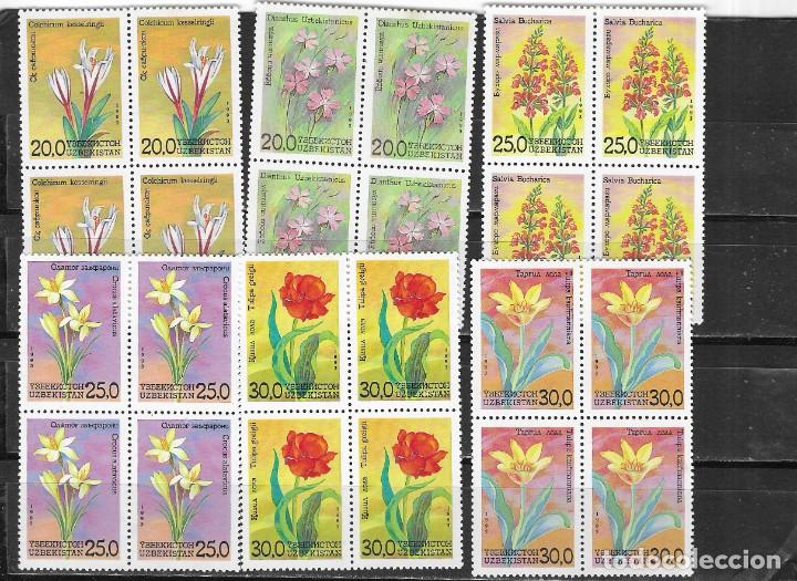 Briefmarken: uzbekistan n&ordm; 30 al 35 en bloque de cuatro (**)