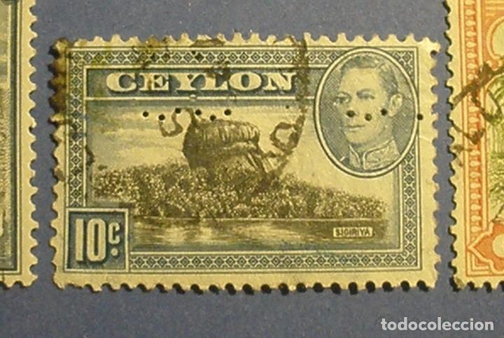 Briefmarken: SRI LANKA - CEYLAN - JEFES DE ESTADO - JORGE VI - SIRIGIYA, YACIMIENTO ARQUEOLOGICO.