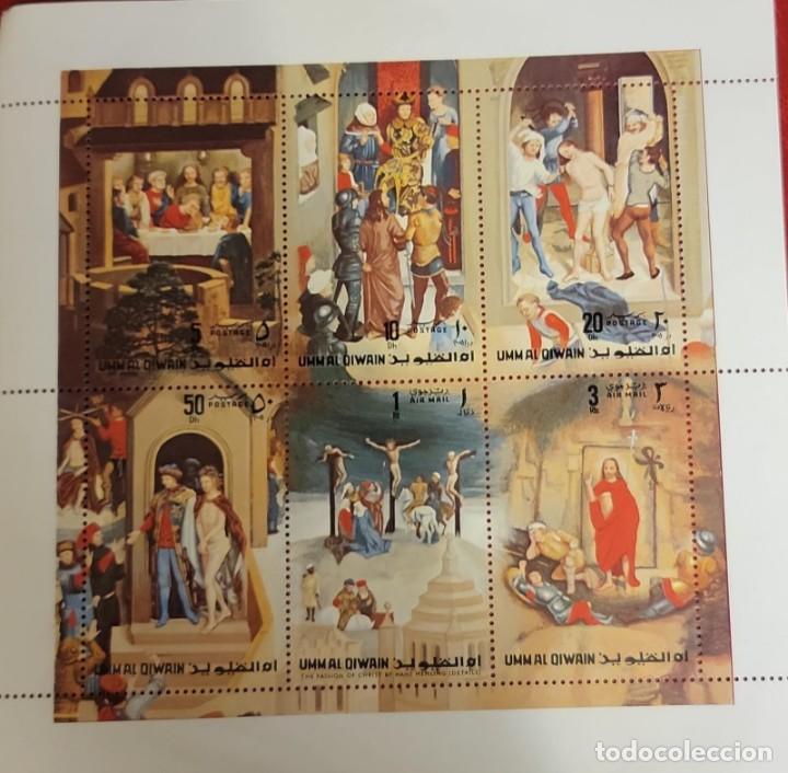 Selos: P) 1972 UMM AL QIWAIN UAE, EASTER, PASSION OF CHRIST, MINISHEET COMPLETE X6 STAMPS, MNH