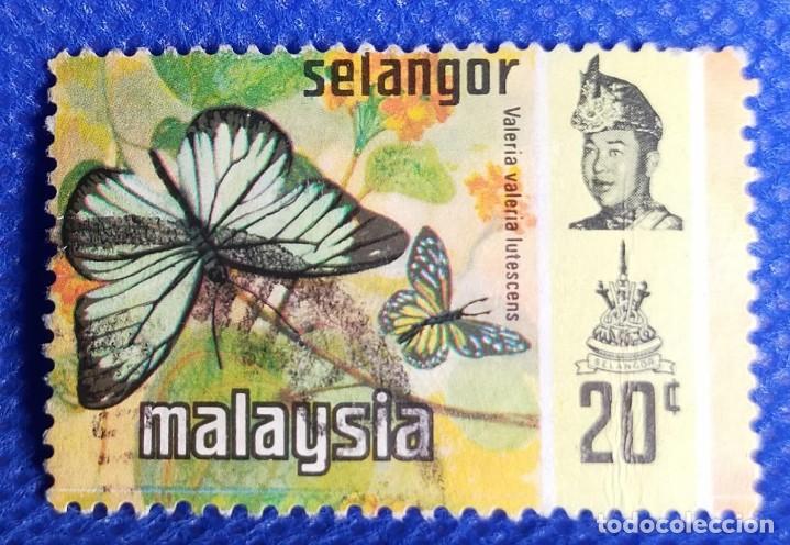 Sellos: Sello Selangor Malasia 1971&rsaquo; Caminante com&uacute;n (Valeria valeria lutescens) 20 C&eacute;ntimo Malayo
