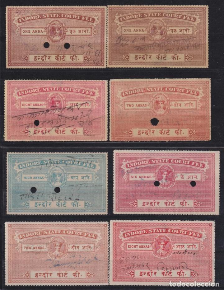 Briefmarken: F-EX16465 INDIA UK REVENUE FEUDATARY STATE INDORE COURT FEE.,