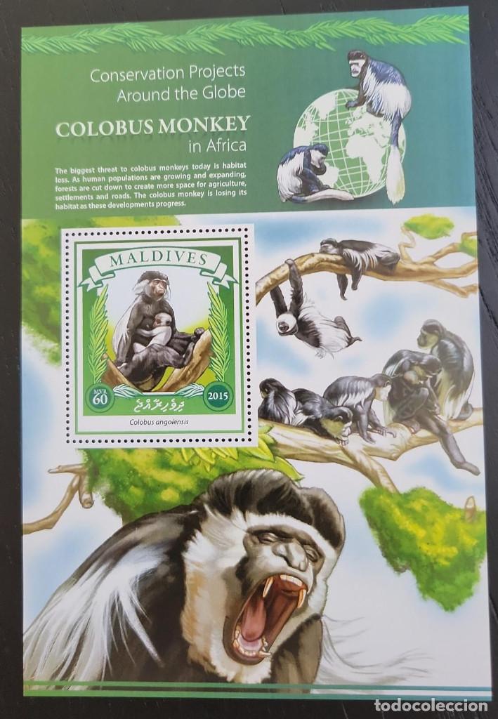 Francobolli: SO) 2015 MALDIVES, MONKEYS, ANIMALS, TREE, PLANTS, CONSERVATION OF THE SPECIES, MNH